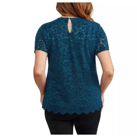 Bundle Teddi Rose Women's S Lace Overlay Teal & Blue Tops - Picture 3 of 12